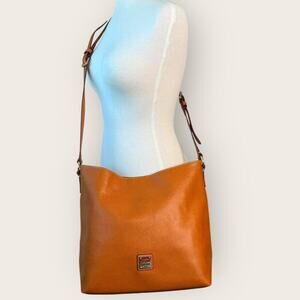 Dooney & Bourke Saffiano Leather Large HOBO Crossbody Shoulder Bag Caramel Brown